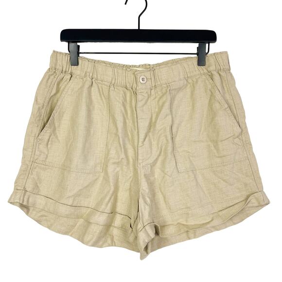Blank NYC Pants - BlankNYC Size L Linen Blend Pull-On High Rise Shorts Cream
